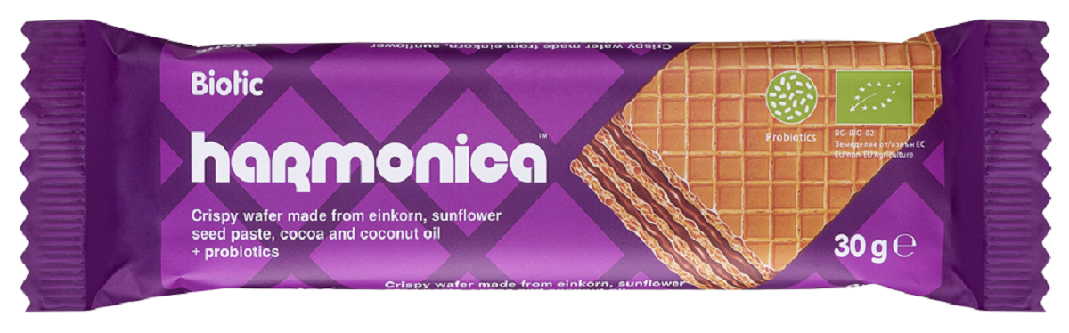 WAFELEK Z SAMOPSZY Z KREMEM MLECZNO - KAKAOWYM Z PROBIOTYKAMI BIO 30 g - HARMONICA