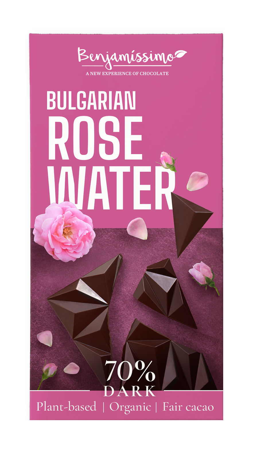 CZEKOLADA GORZKA Z WODĄ RÓŻANĄ BEZGLUTENOWA BIO 60 g - BENJAMISSIMO