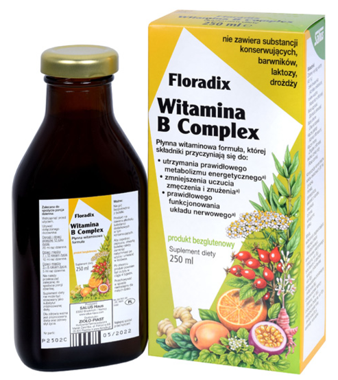 WITAMINA B COMPLEX W PŁYNIE BEZGLUTENOWA 250 ml - SALUS (FLORADIX) - obrazek 2
