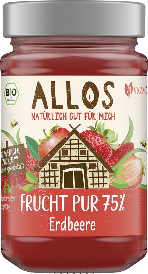 MUS TRUSKAWKOWY (75 % OWOCÓW) BIO 250 g - ALLOS