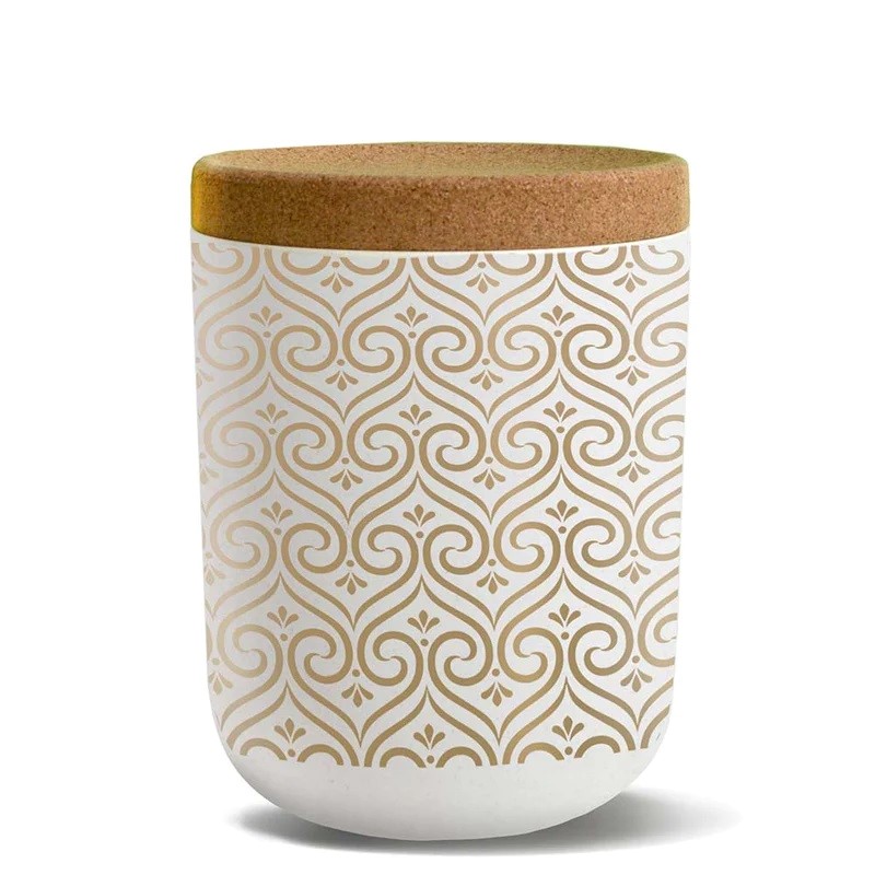 POJEMNIK Z KORKOWĄ POKRYWKĄ ZŁOTE WZORY 800 ml - CHIC-MIC