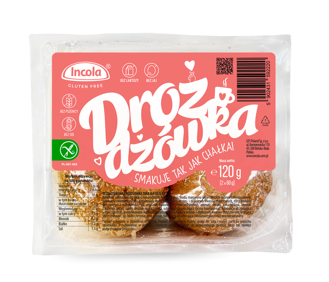DROŻDŻÓWKA CHAŁKA BEZGLUTENOWA (2 szt.) 120 g - INCOLA