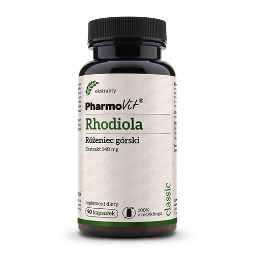 RHODIOLA - RÓŻENIEC GÓRSKI EKSTRAKT (140 mg) BEZGLUTENOWY 90 KAPSUŁEK - PHARMOVIT (CLASSIC)