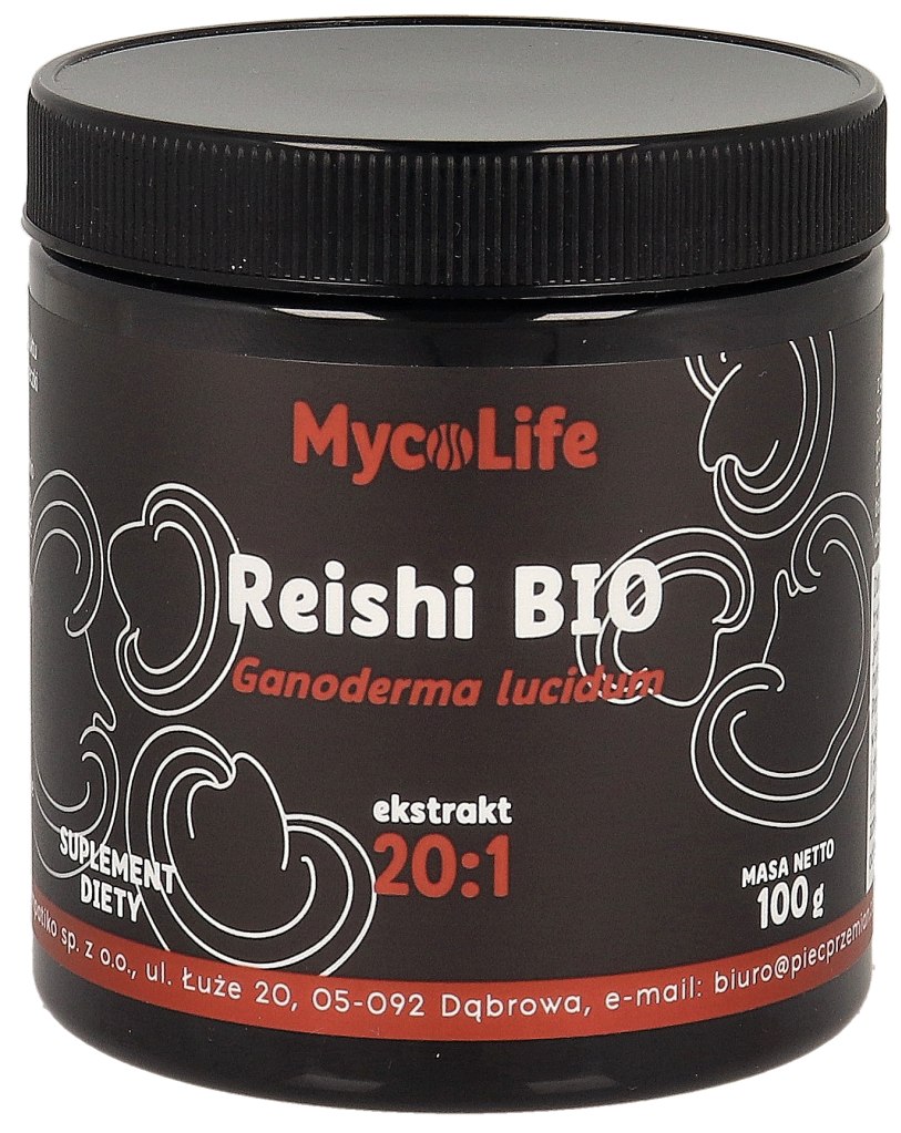 GRZYBY REISHI EKSTRAKT BEZGLUTENOWY BIO 100 g - PIĘĆ PRZEMIAN (MYCOLIFE)