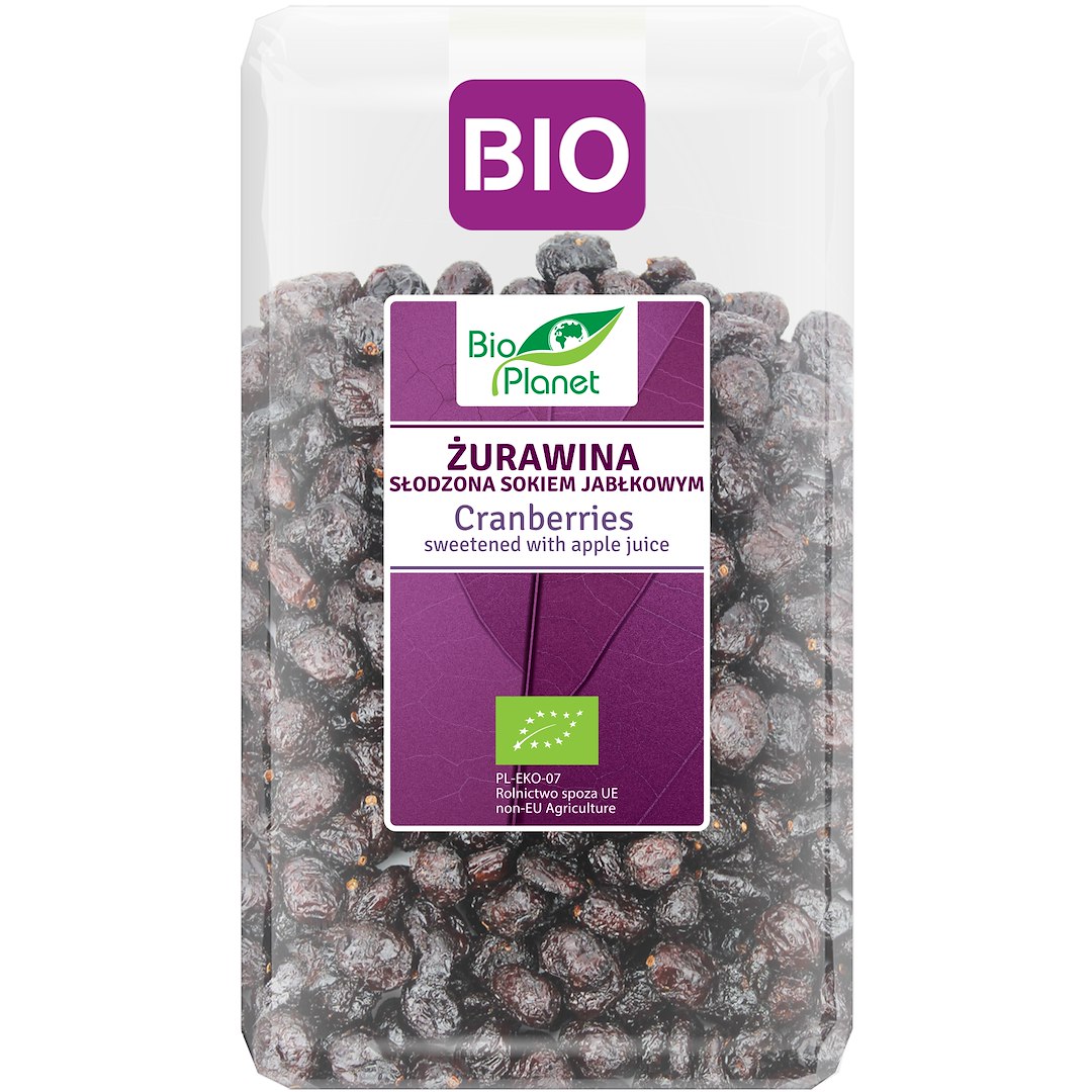 ŻURAWINA SŁODZONA SOKIEM JABŁKOWYM BIO 1 kg - BIO PLANET