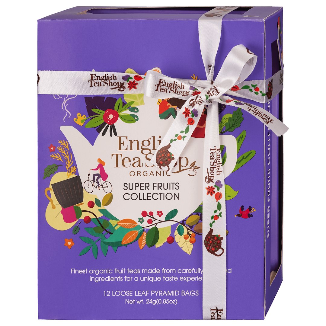 KOLEKCJA HERBATEK OWOCOWYCH BIO PIRAMIDKI (SUPER FRUITS – 6 SMAKÓW) (12 x 2 g) 24 g - ENGLISH TEA SHOP ORGANIC