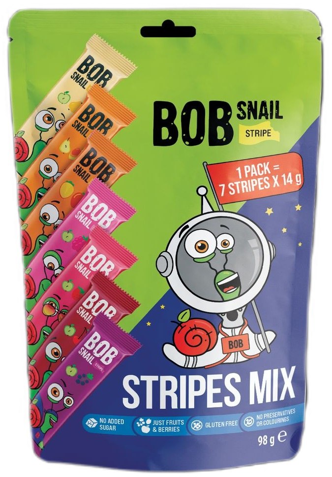 ZESTAW PRZEKĄSEK OWOCOWYCH BEZ DODATKU CUKRÓW BEZGLUTENOWY 98 g - BOB SNAIL